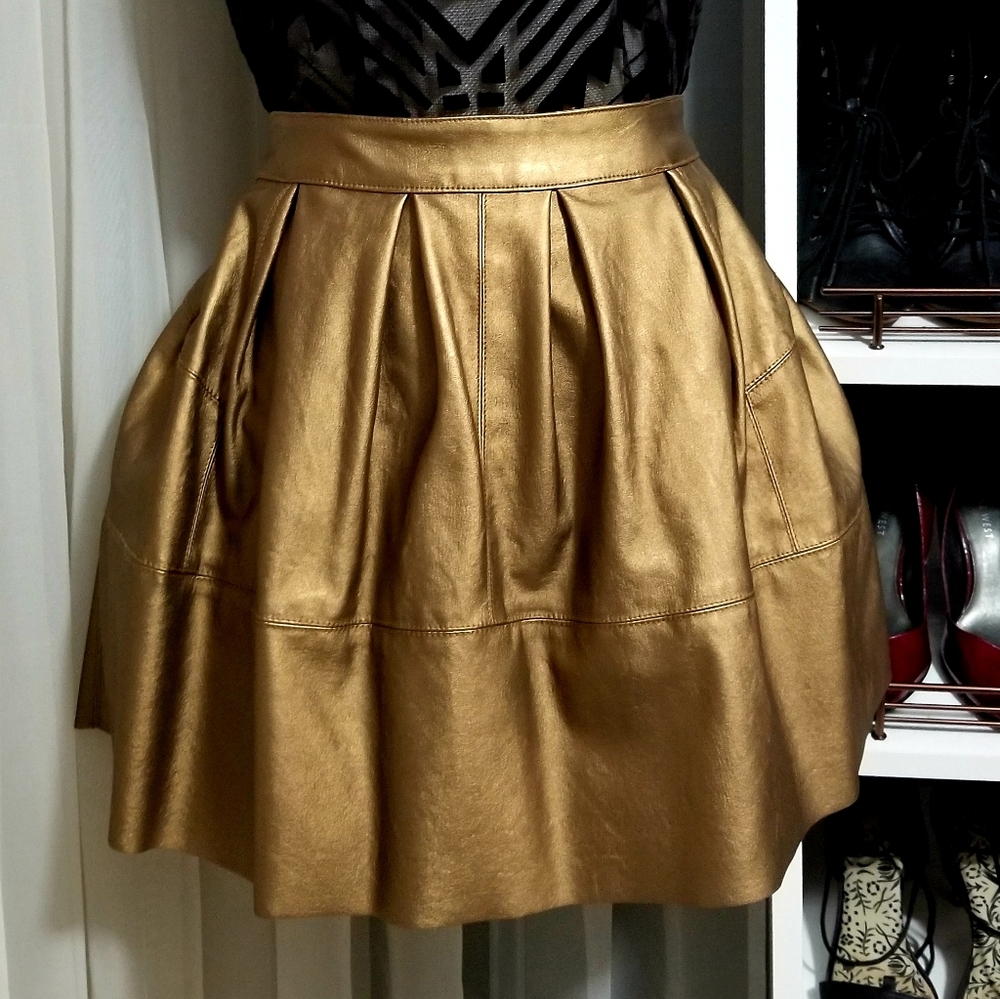 ASOS Gold Faux Leather Skirt